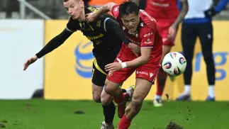 Szkoleniowiec gości nie ukrywał, że najtrudniejsze dla jego zespołu było pierwsze pół godziny.. Fot. PAP/	Adam Warżawa