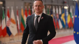 Minister spraw zagranicznych Węgier Peter Szijjarto. Fot. PAP/EPA/OLIVIER HOSLET