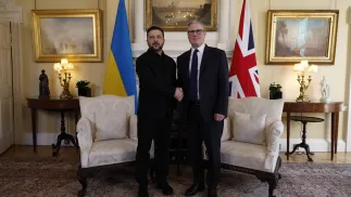 Декларацію підписали президент України Володимир Зеленський та прем'єр-міністр Великої Британії Кір Стармер. Fot. PAP/EPA/DAVID CLIFF/POOL