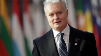 Президент Литвы Гитанас Науседа. Fot. PAP/EPA/OLIVIER MATTHYS