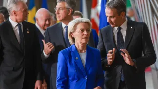 Ursula von der Leyen: wspólnota jest nadal uzależniona od importu paliw kopalnych. Fot. PAP/EPA/OLIVIER HOSLET