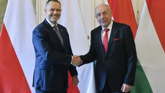 Prezydent Karol Nawrocki i prezydent Węgier Tamas Sulyok. Fot. PAP/EPA/ZOLTAN MATHE