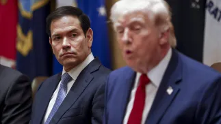 Sekretarz stanu USA Marco Rubio i prezydent USA Donald Trump. Fot. PAP/EPA/WILL OLIVER / POOL