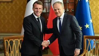 Emmanuel Macron, Donald Tusk. Fot. PAP/Andrzej Jackowski