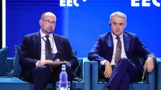 Dyrektor generalny Polskiej Agencji Prasowej Marek Błoński (L) i wicepremier, minister cyfryzacji Krzysztof Gawkowski (P) Fot. PAP/Jarek Praszkiewicz