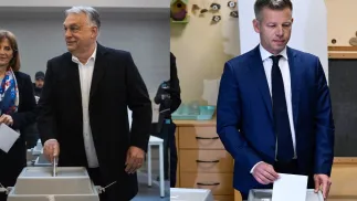 Wiktor Orban, Peter Magyar. fOT.  EPA/Robert Hegedus I  EPA/AKOS KAISER