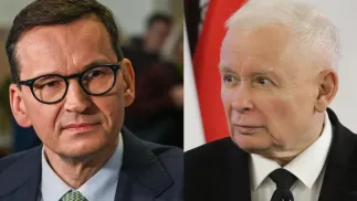 Prezes PiS Jarosław Kaczyński i wiceprezes PiS Mateusz Morawiecki. Fot. PAP/Tomasz Gzell/Darek Delmanowicz