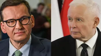 Prezes PiS Jarosław Kaczyński i wiceprezes PiS Mateusz Morawiecki. Fot. PAP/Tomasz Gzell/Darek Delmanowicz