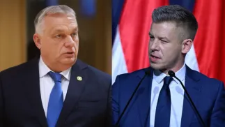 Віктор Орбан і Петер Мадяр. Fot. PAP/EPA/OLIVIER HOSLET,SZILARD KOSZTICSAK