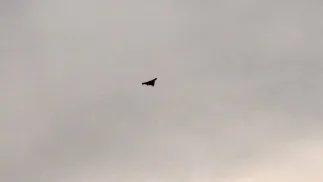 Российский дрон в небе над Украиной. Фотоиллюстрация. Fot. PAP/Vladyslav Musiienko