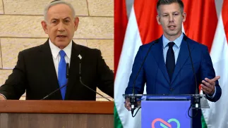 Benjamin Netanjahu, Peter Magyar. Fot. PAP/EPA/MARC ISRAEL SELLEM/ROBERT HEGEDUS 