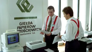 Oficjalne otwarcie Giełdy Papierów Wartościowych w 1991 r. Fot. PAP/Witold Jabłonowski
