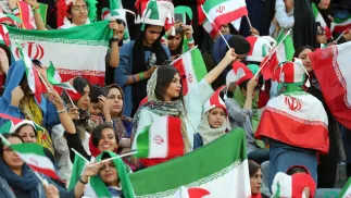 Irańscy kibice, fot. PAP/EPA/ABEDIN TAHERKENAREH