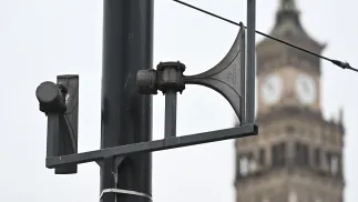 Сирени тривоги в центрі Варшави, фотоілюстрація. Fot. PAP/Radek Pietruszka