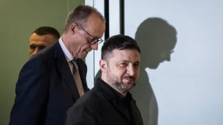 Фрідріх Мерц і Володимир Зеленський. Fot. PAP/EPA/NADJA WOHLLEBEN / POOL