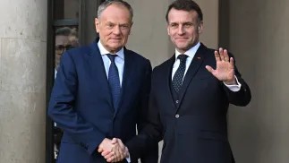 Premier Donald Tusk i prezydent Francji Emmanuel Macron, fot. PAP/Radek Pietruszka