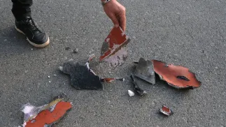 Уламки іранського дрона, фотоілюстрація. Fot. PAP/EPA/GAILAN HAJI 