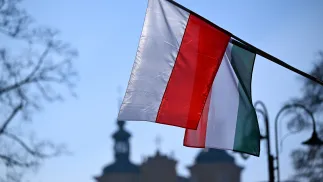 Прапори Польщі та Угорщини, фотоілюстрація. Fot. PAP/Darek Delmanowicz