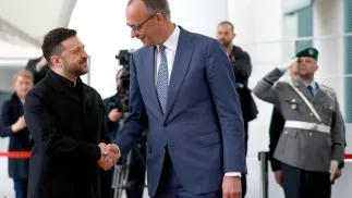 Wołodymyr Zełenski, Fredrich Merz. Fot. PAP/EPA/CLEMENS BILAN