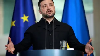 Prezydent Ukrainy Wołodymyr Zełenski. Fot. PAP/EPA/CLEMENS BILAN