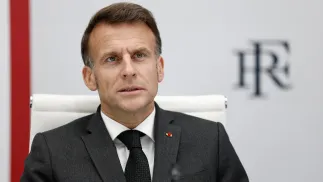 Prezydent Francji Emmanuel Macron. Fot. PAP/EPA/Benoit Tessier / POOL