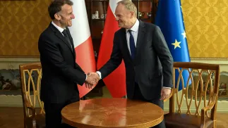 Эмманюель Макрон и Дональд Туск. Гданьск, Польша. 20 апреля 2024 г.Fot. PAP/Andrzej Jackowski