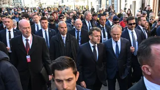 Premier Donald Tusk i prezydent Francji Emmanuel Macron podczas spotkania w Gdańsku, fot. PAP/Andrzej Jackowski