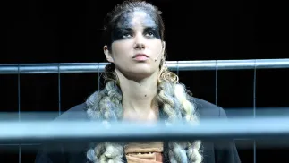 Aktorka Alina Szczegielniak podczas próby medialnej spektaklu pt. "Koriolan"  Fot. PAP/Art Service