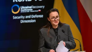 Премьер-министр Украины Юлия Свириденко на конференции в Жешуве "Road to URC (Ukraine Recovery Conference) – Security and Defence Dimension". Fot. PAP/Darek Delmanowicz