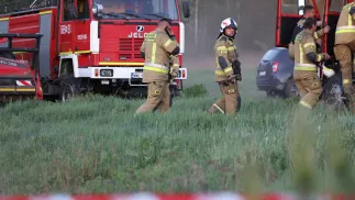Straż pożarna na miejscu zdarzenia. Fot. PAP/Albert Zawada