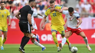 Robert Lewandowski Mykoła Matwijenko. Fot. PAP/Maciej Kulczyński
