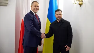 Президенты Польши и Украины - Кароль Навроцкий и Владимир Зеленский во время встречи в Бухаресте. Fot. X/Volodymyr Zelenskyy