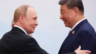 Przywódca Rosji Władimir Putin i przywódca Chin Xi Jinping. Fot. PAP/EPA/ALEXANDER KAZAKOV/SPUTNIK/KREMLIN / POOL