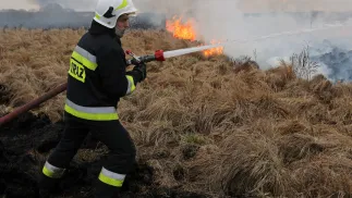 20.04.2020. Akcja gaśnicza pożaru w Biebrzańskim Parku Narodowym. Fot. PAP/Artur Reszko
