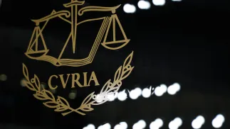 Логотип Суду Європейського Союзу. Fot. PAP/EPA/Mohammed Badra
