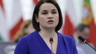 Swiatłana Cichanouska. Fot. PAP/EPA/RONALD WITTEK 