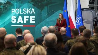 Уполномоченная правительства по вопросам SAFE Магдалена Собковяк-Чарнецкая во время презентации программы в Кобылке. Фотоархив. Fot. PAP/Albert Zawada