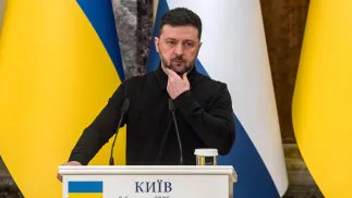 Prezydent Ukrainy Wołodymyr Zełenski. Fot. PAP/Vladyslav Musiienko
