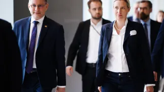 Liderzy AfD: Alice Weidel i Tino Chrupalla. Fot. PAP/EPA/CLEMENS BILAN