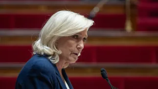 Liderka francuskiej skrajnej prawicy Marine Le Pen. Fot. PAP/EPA/	CHRISTOPHE PETIT TESSON