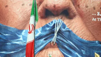 Antyamerykański plakat w Teheranie Fot. PAP/EPA/ABEDIN TAHERKENAREH