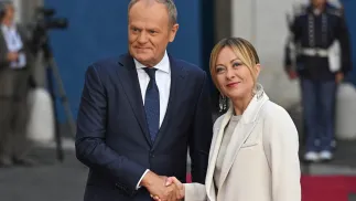 Donald Tusk i Giorgia Meloni Fot. PAP/Radek Pietruszka