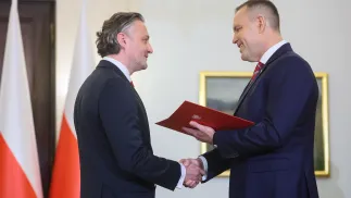 Prezydent RP Karol Nawrocki i nowy szef Biura Bezpieczeństwa Narodowego Bartosz Grodecki. Fot. PAP/Leszek Szymański