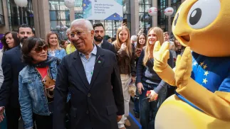 Przewodniczący Rady Europejskiej Antonio Costa bierze udział w wydarzeniu z okazji Dnia Europy 2026 w siedzibie Rady Europejskiej w Brukseli. Fot. PAP/EPA/OLIVIER HOSLET
