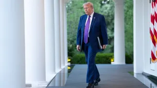 Prezydent USA Donald Trump. Fot. PAP/EPA/	AARON SCHWARTZ / POOL