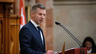 Премьер-министр Венгрии Петер Мадьяр. Fot. PAP/EPA/Boglarka Bodnar