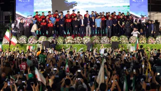 Teheran. Pożegnanie irańskich piłkarzy przed ich wyjazdem na mundial 2026, fot. PAP/EPA/ABEDIN TAHERKENAREH