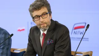 Prezes Instytutu Spraw Obywatelskich Rafał Górski podczas VI Ogólnopolskiego Forum Rad Pracowników w Sali Kolumnowej Sejmu w Warszawie. Fot. PAP/Szymon Pulcyn