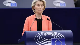 Przewodnicząca Komisji Europejskiej Ursula von der Leyen. Fot. PAP/EPA/	RONALD WITTEK