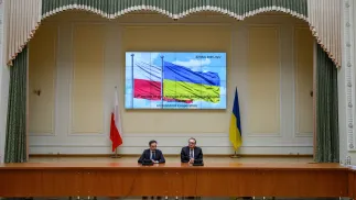 Анджей Доманський і Тарас Качка. Fot. PAP/Vladyslav Musiienko